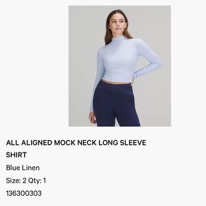 Lululemon ALL ALIGNED MOCK NECK LONG SLEEVE SHIRT